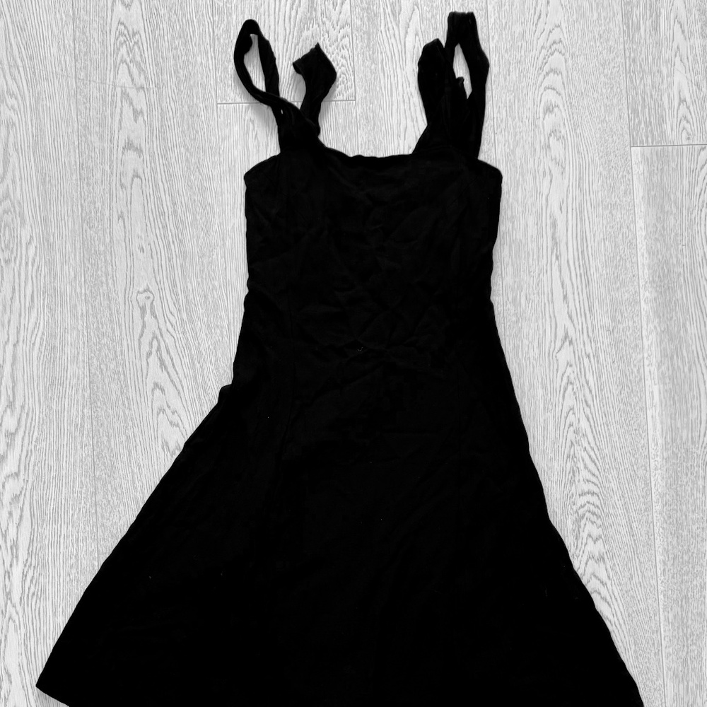 YOJI YAMAMOTO DOUBLE STRAP CRAPE DRESS Made in Japan, Size 2